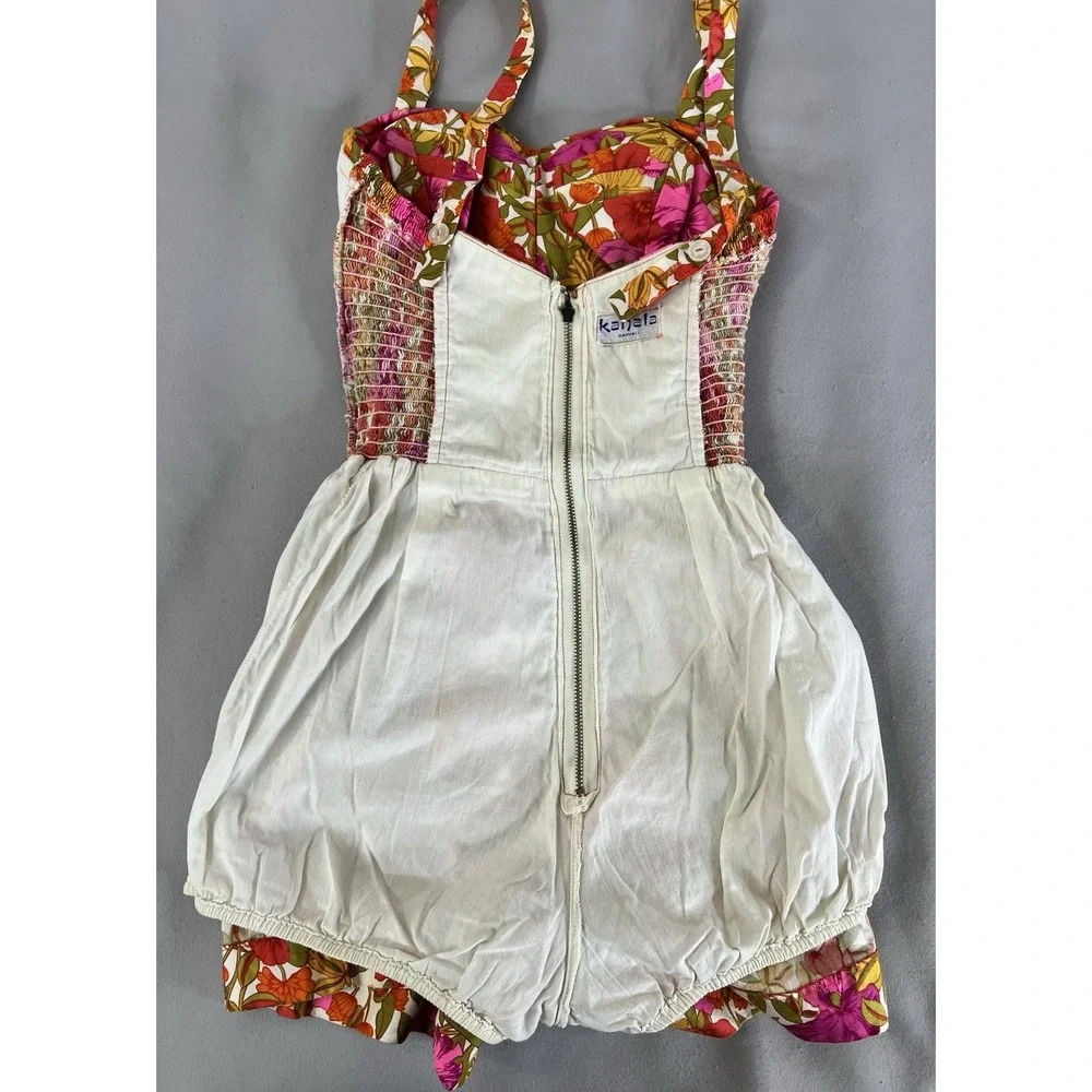 VTG Kahala Hawaii Hawaiian Romper Playsuit BATHING‎ SUIT Floral Y2K USA